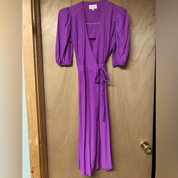 Dresses & Skirts - Jane Schaffhausen belle france petite size 8 mauve wrap dress